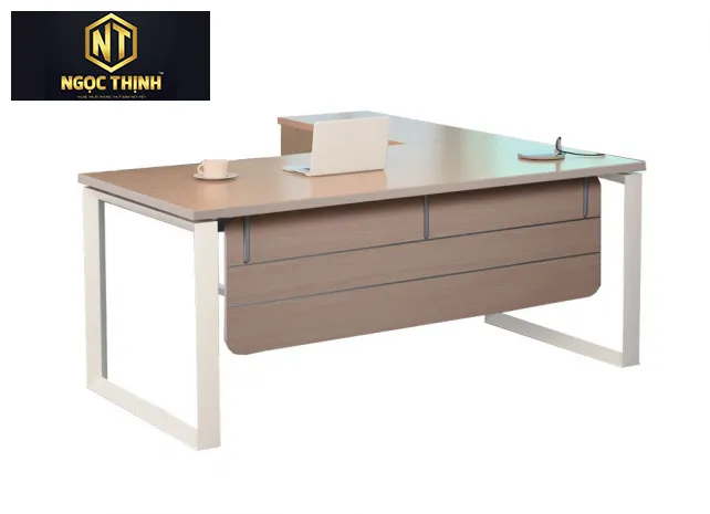 Bàn lãnh đạo khung thép tam giác, mặt bàn gỗ Melamine HRP1880C5